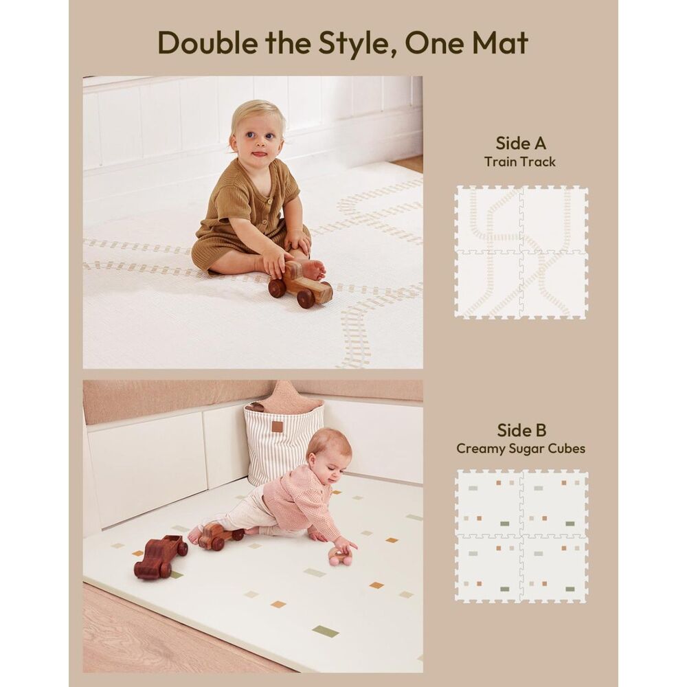 NEW Baby Play Mat 6 Interlocking Jigsaw Foam Tiles 44" x 66" Reversible 2 Images - Picture 7 of 9